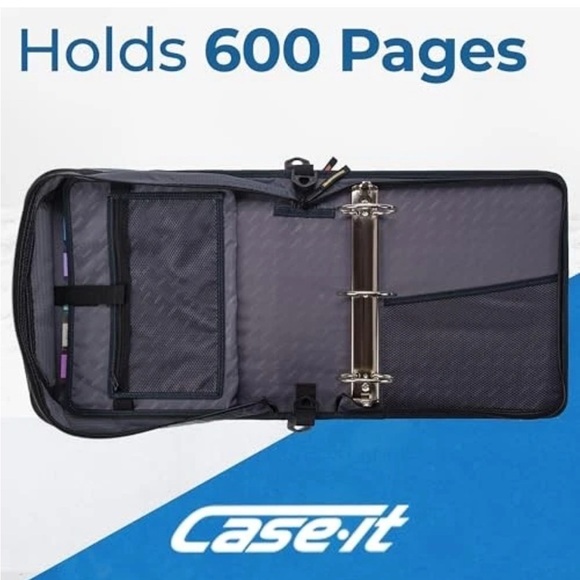 Case It Mighty Zip Tab 3 Inch Zipper Ring Binder with Expanding File 600 Sheets - Picture 3 of 7